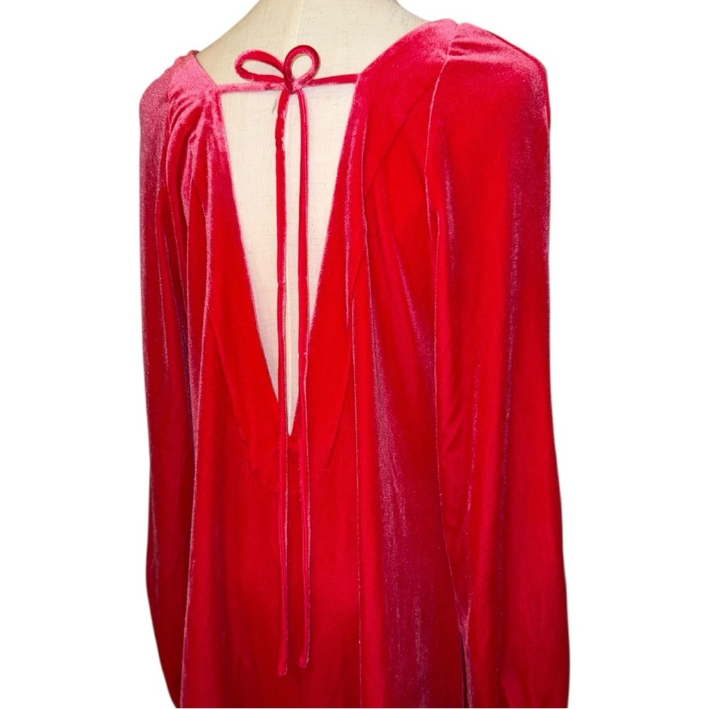 Free People Pink Velvet V-Back Mini Dress Size Large - Picture 5 of 6